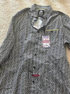 English Laundry floral button-down shirt in Black & White
